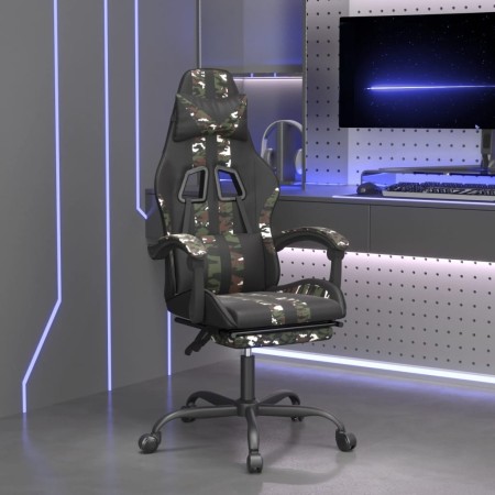 Silla gaming con reposapiés cuero sintético negro camuflaje de vidaXL, Sillones para videojuegos - Ref: Foro24-3143841, Preci...