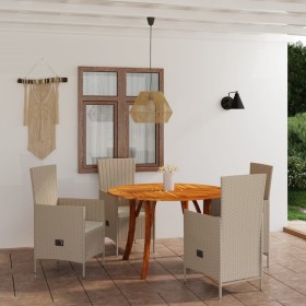 Juego de comedor de jardín 5 piezas beige de vidaXL, Conjuntos de jardín - Ref: Foro24-3071820, Precio: 822,99 €, Descuento: %