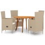 Juego de comedor de jardín 5 piezas beige de vidaXL, Conjuntos de jardín - Ref: Foro24-3071820, Precio: 822,57 €, Descuento: %