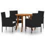 Juego de comedor para jardín de 5 piezas negro de vidaXL, Conjuntos de jardín - Ref: Foro24-3071791, Precio: 333,32 €, Descue...