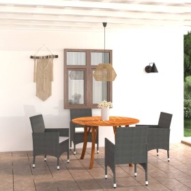 Juego de comedor para jardín de 5 piezas negro de vidaXL, Conjuntos de jardín - Ref: Foro24-3071801, Precio: 444,99 €, Descue...