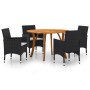 Black 5-Piece Garden Dining Set by vidaXL, Garden sets - Ref: Foro24-3071801, Price: 444,99 €, Discount: %