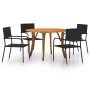 Juego de comedor para jardín de 5 piezas negro de vidaXL, Conjuntos de jardín - Ref: Foro24-3071834, Precio: 376,14 €, Descue...