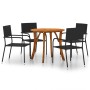 Juego de comedor para jardín de 5 piezas negro de vidaXL, Conjuntos de jardín - Ref: Foro24-3071786, Precio: 279,99 €, Descue...