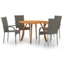 Juego de comedor para jardín 5 piezas gris de vidaXL, Conjuntos de jardín - Ref: Foro24-3071811, Precio: 408,42 €, Descuento: %