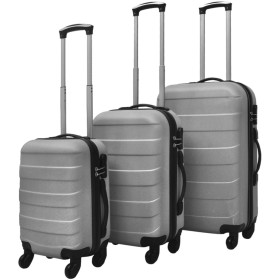 Set of rigid trolley suitcases 3 pieces silver 45.5/55/66 cm by vidaXL, Suitcases - Ref: Foro24-91142, Price: 123,99 €, Disco...