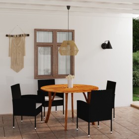 Black 5-Piece Garden Dining Set by vidaXL, Garden sets - Ref: Foro24-3071836, Price: 424,99 €, Discount: %