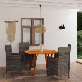 Juego de comedor para jardín de 5 piezas gris de vidaXL, Conjuntos de jardín - Ref: Foro24-3071822, Precio: 741,99 €, Descuen...