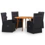 Juego de comedor para jardín 5 piezas negro de vidaXL, Conjuntos de jardín - Ref: Foro24-3071825, Precio: 919,99 €, Descuento: %