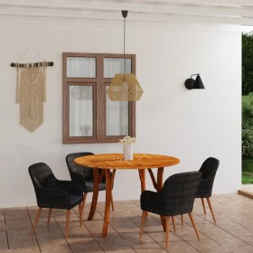 Juego de comedor para jardín 5 piezas negro de vidaXL, Conjuntos de jardín - Ref: Foro24-3071832, Precio: 625,99 €, Descuento: %