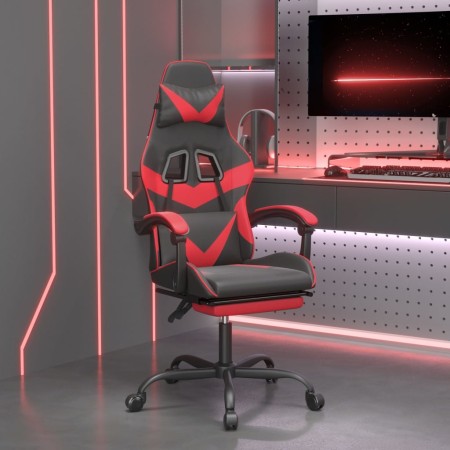 Silla gaming con reposapiés cuero sintético negro rojo de vidaXL, Sillones para videojuegos - Ref: Foro24-3143855, Precio: 12...