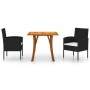 Juego de comedor para jardín 3 piezas negro de vidaXL, Conjuntos de jardín - Ref: Foro24-3071913, Precio: 244,09 €, Descuento: %