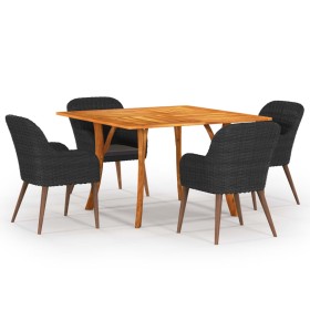 Juego de comedor para jardín 5 piezas negro de vidaXL, Conjuntos de jardín - Ref: Foro24-3071966, Precio: 587,99 €, Descuento: %