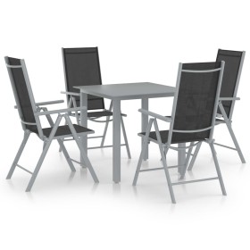 5-piece garden dining set, silver and black aluminum by vidaXL, Garden sets - Ref: Foro24-3070632, Price: 309,74 €, Discount: %