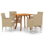 Juego de comedor para jardín de 5 piezas beige de vidaXL, Conjuntos de jardín - Ref: Foro24-3071855, Precio: 343,10 €, Descue...