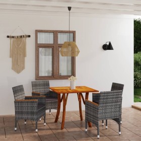 Juego de comedor para jardín de 5 piezas gris de vidaXL, Conjuntos de jardín - Ref: Foro24-3071860, Precio: 351,99 €, Descuen...