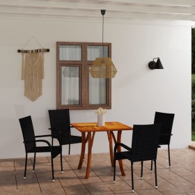 Juego de comedor para jardín 5 piezas negro de vidaXL, Conjuntos de jardín - Ref: Foro24-3071871, Precio: 285,99 €, Descuento: %