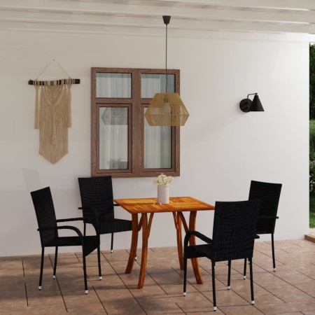 Juego de comedor para jardín 5 piezas negro de vidaXL, Conjuntos de jardín - Ref: Foro24-3071871, Precio: 285,73 €, Descuento: %