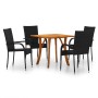 Juego de comedor para jardín 5 piezas negro de vidaXL, Conjuntos de jardín - Ref: Foro24-3071871, Precio: 285,73 €, Descuento: %