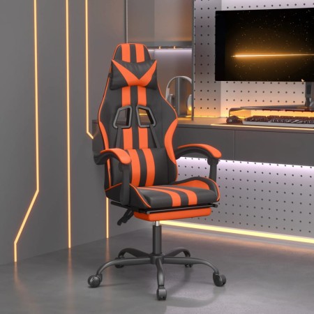 Silla gaming con reposapiés cuero sintético negro naranja de vidaXL, Sillones para videojuegos - Ref: Foro24-3143836, Precio:...