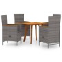 Juego de comedor para jardín 5 piezas gris de vidaXL, Conjuntos de jardín - Ref: Foro24-3071892, Precio: 611,99 €, Descuento: %