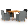 Juego de comedor para jardín de 5 piezas gris claro de vidaXL, Conjuntos de jardín - Ref: Foro24-3071982, Precio: 796,39 €, D...