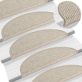 Self-adhesive sisal stair mat 15 units taupe 56x17x3 cm by vidaXL, Stair mats - Ref: Foro24-326859, Price: 70,56 €, Discount: %