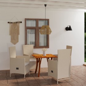 Juego de comedor de jardín 5 piezas beige de vidaXL, Conjuntos de jardín - Ref: Foro24-3071893, Precio: 585,99 €, Descuento: %