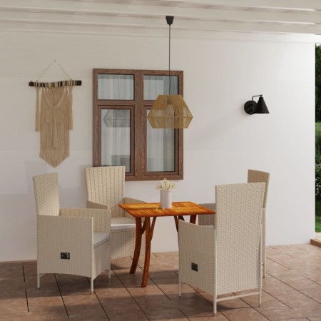 Juego de comedor de jardín 5 piezas beige de vidaXL, Conjuntos de jardín - Ref: Foro24-3071893, Precio: 585,23 €, Descuento: %