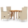 Juego de comedor de jardín 5 piezas beige de vidaXL, Conjuntos de jardín - Ref: Foro24-3071893, Precio: 585,23 €, Descuento: %