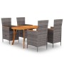 Juego de comedor para jardín 5 piezas gris de vidaXL, Conjuntos de jardín - Ref: Foro24-3072018, Precio: 878,57 €, Descuento: %