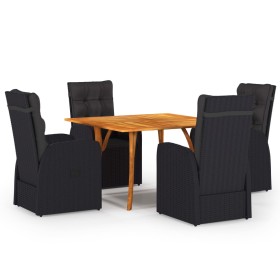 Juego de comedor para jardín 5 piezas negro de vidaXL, Conjuntos de jardín - Ref: Foro24-3071959, Precio: 854,99 €, Descuento: %