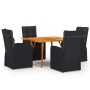 Juego de comedor para jardín 5 piezas negro de vidaXL, Conjuntos de jardín - Ref: Foro24-3071959, Precio: 853,45 €, Descuento: %