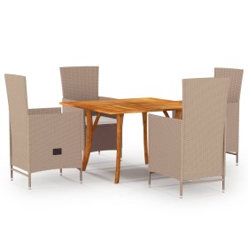 Juego de comedor de jardín 5 piezas beige de vidaXL, Conjuntos de jardín - Ref: Foro24-3071954, Precio: 781,99 €, Descuento: %