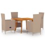 Juego de comedor de jardín 5 piezas beige de vidaXL, Conjuntos de jardín - Ref: Foro24-3071954, Precio: 781,49 €, Descuento: %