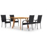 Juego de comedor para jardín 5 piezas negro de vidaXL, Conjuntos de jardín - Ref: Foro24-3071944, Precio: 443,99 €, Descuento: %