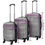 Set of rigid trolley suitcases 3 pieces silver 45.5/55/66 cm by vidaXL, Suitcases - Ref: Foro24-91142, Price: 128,44 €, Disco...