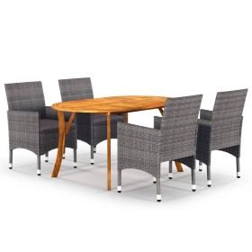 Juego de comedor para jardín de 5 piezas gris de vidaXL, Conjuntos de jardín - Ref: Foro24-3071984, Precio: 509,99 €, Descuen...