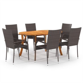 Brown 7-Piece Garden Dining Set by vidaXL, Garden sets - Ref: Foro24-3072002, Price: 454,99 €, Discount: %