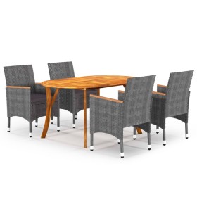 Juego de comedor para jardín de 5 piezas gris de vidaXL, Conjuntos de jardín - Ref: Foro24-3071988, Precio: 500,99 €, Descuen...