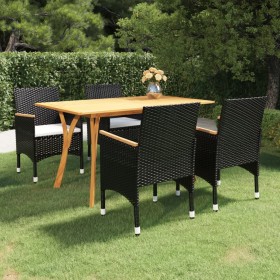 Black 5-Piece Garden Dining Set by vidaXL, Garden sets - Ref: Foro24-3072115, Price: 445,99 €, Discount: %