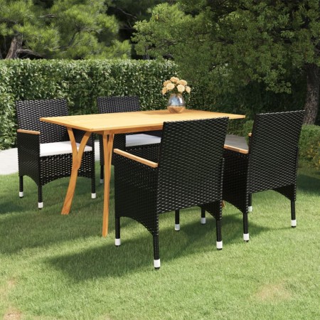 Juego de comedor para jardín de 5 piezas negro de vidaXL, Conjuntos de jardín - Ref: Foro24-3072115, Precio: 460,85 €, Descue...