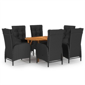 Juego de comedor de jardín 7 piezas negro de vidaXL, Conjuntos de jardín - Ref: Foro24-3071998, Precio: 1,00 €, Descuento: %