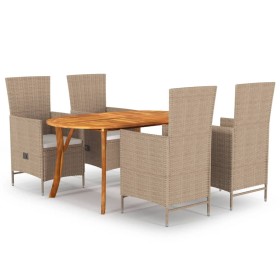 Juego de comedor de jardín 5 piezas beige de vidaXL, Conjuntos de jardín - Ref: Foro24-3072019, Precio: 764,99 €, Descuento: %