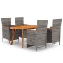 Juego de comedor de jardín 5 piezas gris de vidaXL, Conjuntos de jardín - Ref: Foro24-3072021, Precio: 760,64 €, Descuento: %