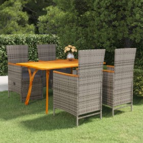 Juego de comedor para jardín de 5 piezas gris de vidaXL, Conjuntos de jardín - Ref: Foro24-3072144, Precio: 700,99 €, Descuen...