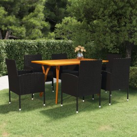 Juego de comedor para jardín 7 piezas negro de vidaXL, Conjuntos de jardín - Ref: Foro24-3072165, Precio: 623,99 €, Descuento: %