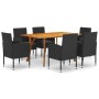 Juego de comedor para jardín 7 piezas negro de vidaXL, Conjuntos de jardín - Ref: Foro24-3072165, Precio: 623,78 €, Descuento: %