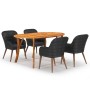 Juego de comedor para jardín 5 piezas negro de vidaXL, Conjuntos de jardín - Ref: Foro24-3072035, Precio: 580,34 €, Descuento: %