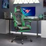 Silla gaming con reposapiés cuero sintético negro verde de vidaXL, Sillones para videojuegos - Ref: Foro24-3143881, Precio: 1...